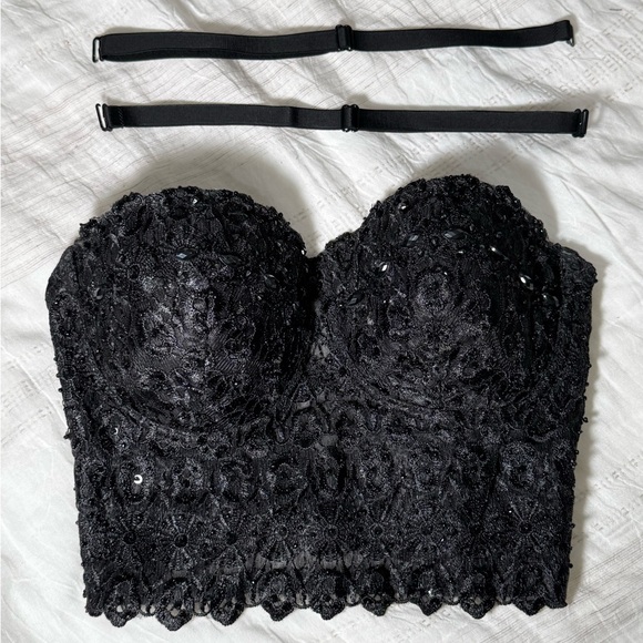 Windsor Black Lace Bustier Bra w/ Removable Straps | XS - Picture 9 of 13